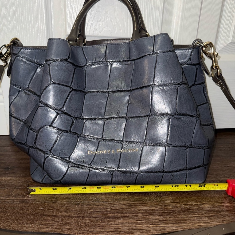 Dooney & Bourke Blue Crocodile Embossed Leather Tote Bag